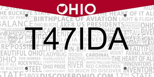 T47IDA Ohio License Plate