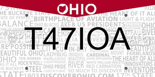 T47IOA Ohio License Plate