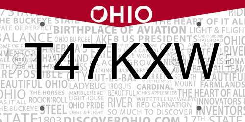 T47KXW Ohio License Plate