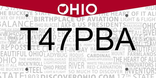 T47PBA Ohio License Plate