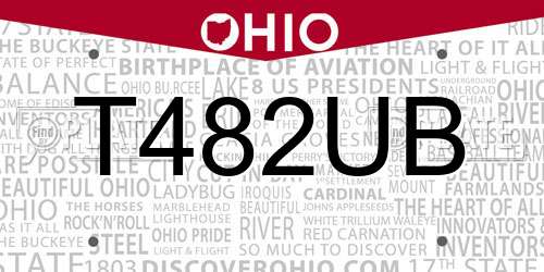 T482UB Ohio License Plate