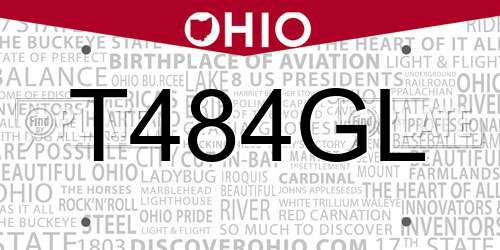 T484GL Ohio License Plate