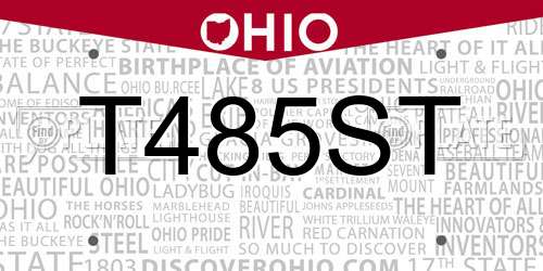 T485ST Ohio License Plate