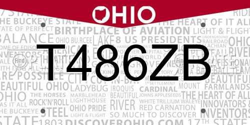 T486ZB Ohio License Plate