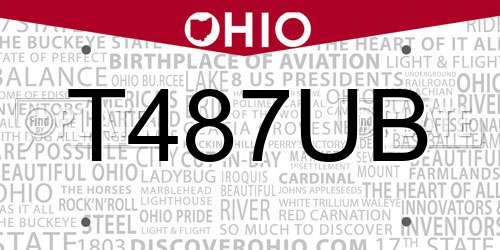 T487UB Ohio License Plate