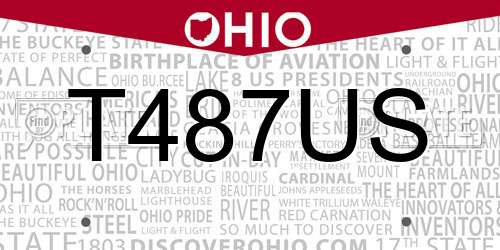 T487US Ohio License Plate