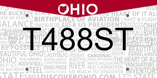 T488ST Ohio License Plate