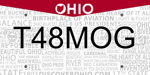 T48MOG Ohio License Plate