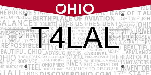 T4LAL Ohio License Plate