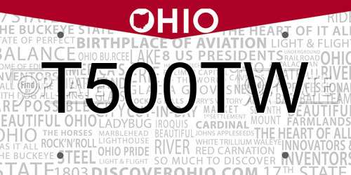 T500TW Ohio License Plate