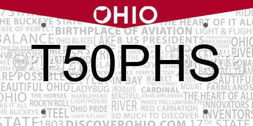 T50PHS Ohio License Plate