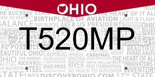 T520MP Ohio License Plate