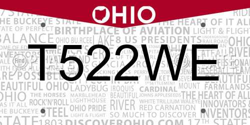 T522WE Ohio License Plate