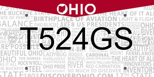 T524GS Ohio License Plate