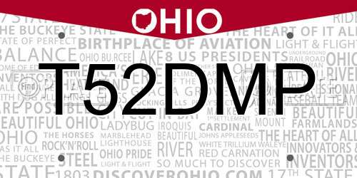 T52DMP Ohio License Plate