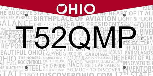 T52QMP Ohio License Plate
