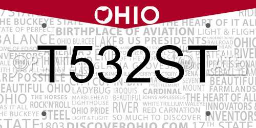 T532ST Ohio License Plate