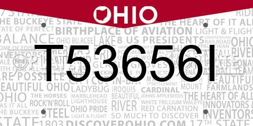 T53656I Ohio License Plate