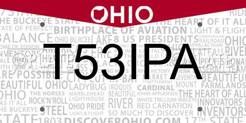 T53IPA Ohio License Plate