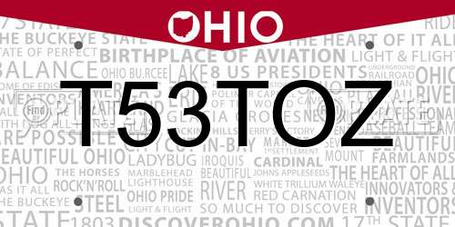 T53TOZ Ohio License Plate