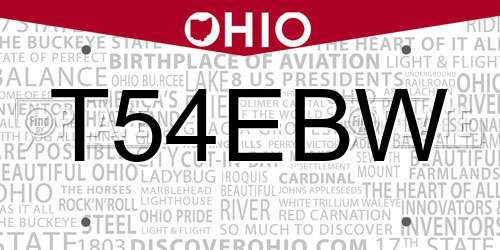 T54EBW Ohio License Plate