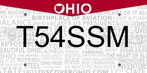 T54SSM Ohio License Plate