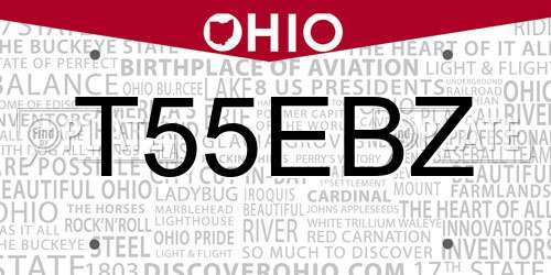 T55EBZ Ohio License Plate