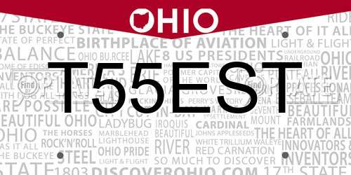 T55EST Ohio License Plate