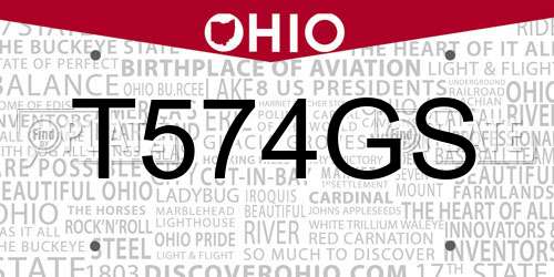 T574GS Ohio License Plate