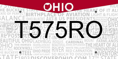 T575RO Ohio License Plate