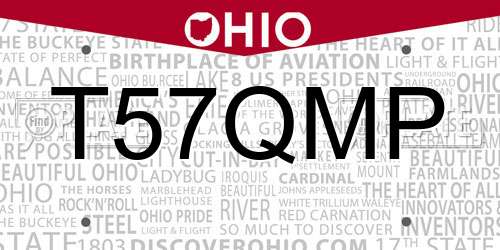 T57QMP Ohio License Plate