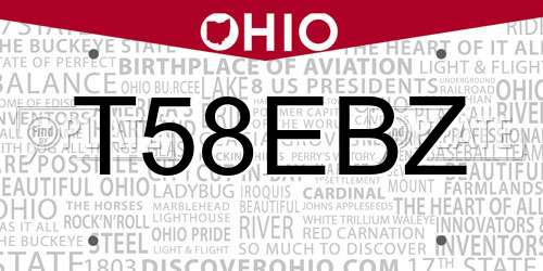 T58EBZ Ohio License Plate