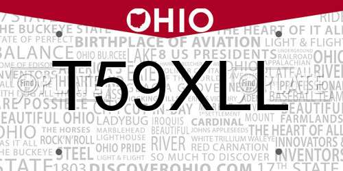 T59XLL Ohio License Plate