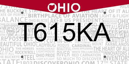 T615KA Ohio License Plate