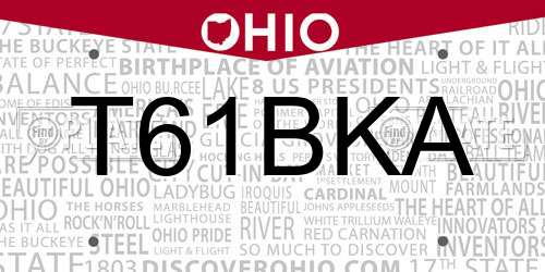 T61BKA Ohio License Plate