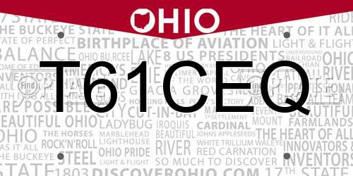 T61CEQ Ohio License Plate