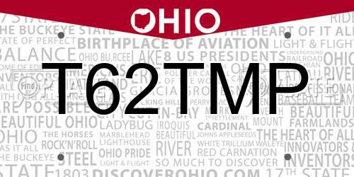 T62TMP Ohio License Plate
