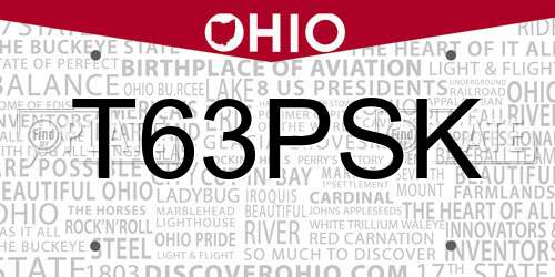 T63PSK Ohio License Plate