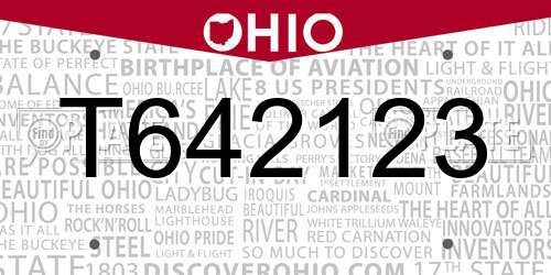 T642123 Ohio License Plate