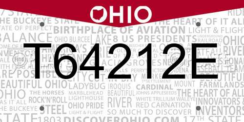 T64212E Ohio License Plate
