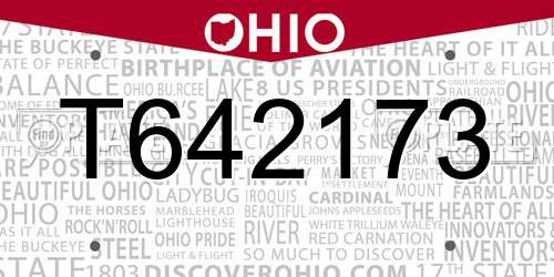 T642173 Ohio License Plate