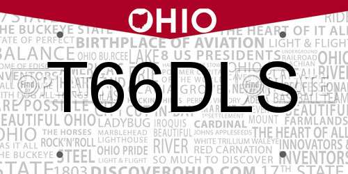 T66DLS Ohio License Plate