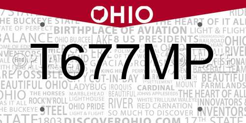 T677MP Ohio License Plate