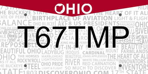 T67TMP Ohio License Plate