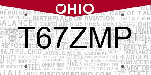 T67ZMP Ohio License Plate