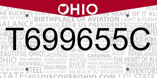 T699655C Ohio License Plate