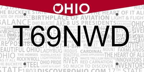 T69NWD Ohio License Plate
