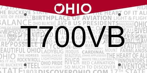 T700VB Ohio License Plate