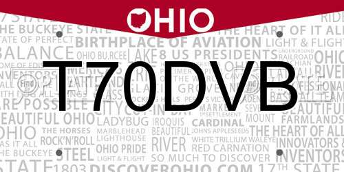 T70DVB Ohio License Plate