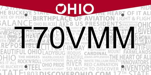 T70VMM Ohio License Plate